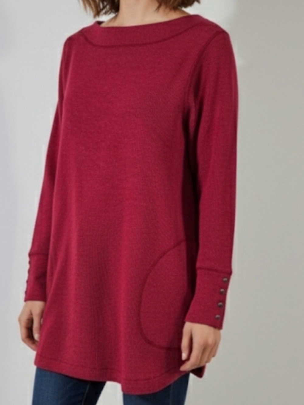 J.Jill Red Waffle Knit Tunic Top Size SP